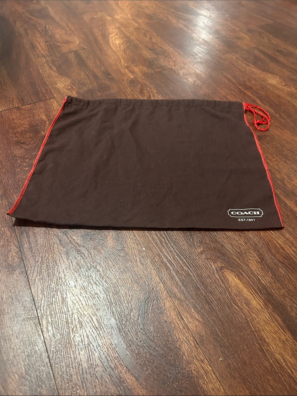Coach Brown Dust Bag with Red Trim and Drawcord